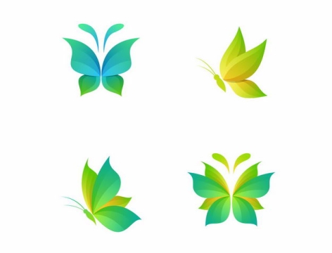 4款绿色蝴蝶logo设计方案图案2003205矢量图片免抠素材