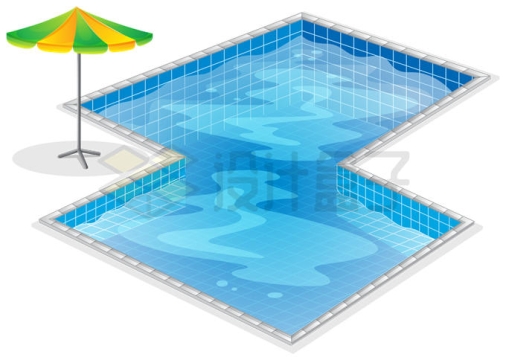 卡通风格注满水的游泳池游泳馆7485479矢量图片免抠素材