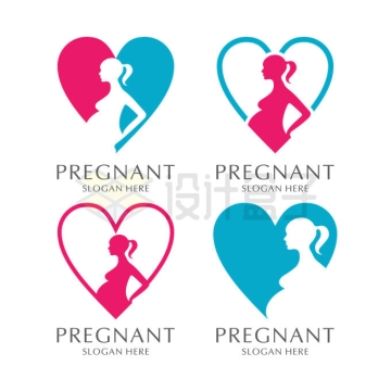 4款心形图案孕妇怀孕月子中心月嫂公司logo设计方案2460901矢量图片免抠素材