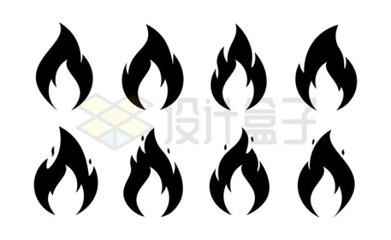 8款燃烧的黑白色火焰火苗图案4793775矢量图片免抠素材