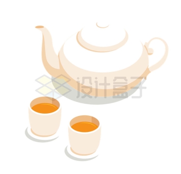 扁平化风格茶壶和茶杯5636269矢量图片免抠素材