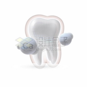 3D立体洁白的牙齿钙质氟元素牙齿保健7773907矢量图片免抠素材