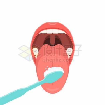 张开的嘴巴伸出舌头刷牙的时候要刷舌头1354975矢量图片免抠素材