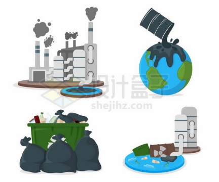 工厂大气污染排放水污染石油污染垃圾污染等9073484矢量图片免抠素材