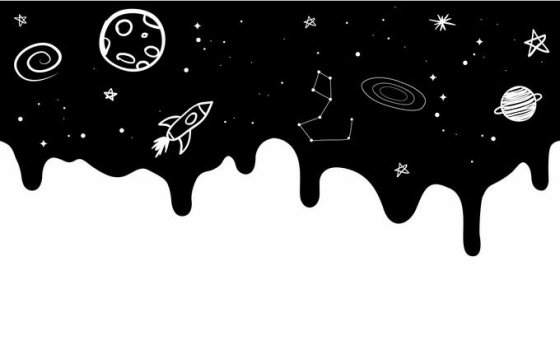 抽象风格黑色的宇宙空间里的手绘涂鸦星球宇宙探索天文插画3990158矢量图片免抠素材免费下载