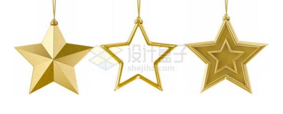 金黄色的五角星空心五角星3D立体形状金属质感4766383免抠图片素材