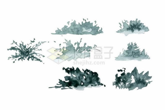 各种中国传统画彩色水墨风格山水画草丛4028713矢量图片免抠素材