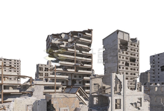 战争地震后被破坏的城市建筑废墟末日世界5909931PSD免抠图片素材