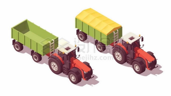 2.5D风格农业拖拉机拖车农用机械9821920矢量图片免抠素材