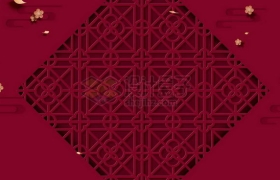 红色窗格新年春节背景图8196136矢量图片免抠素材