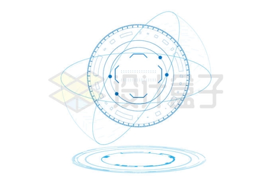 蓝色科幻科技风格圆环圆形装饰7707115矢量图片免抠素材