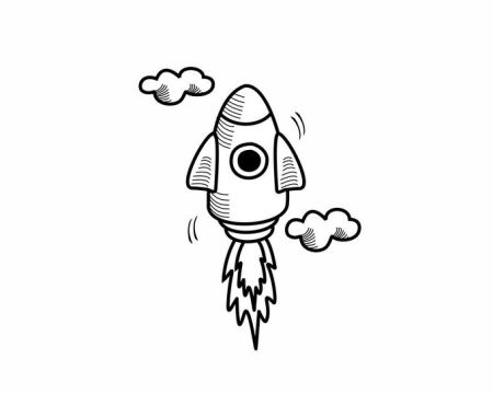 手绘涂鸦风格起飞的卡通小火箭儿童插画5767272矢量图片免抠素材免费下载