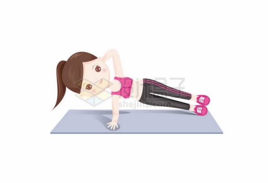 卡通美女正在瑜伽垫上做瑜伽健身4964301矢量图片免抠素材