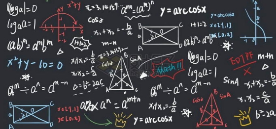 黑板上的粉笔涂鸦的数学计算公式免抠图片素材