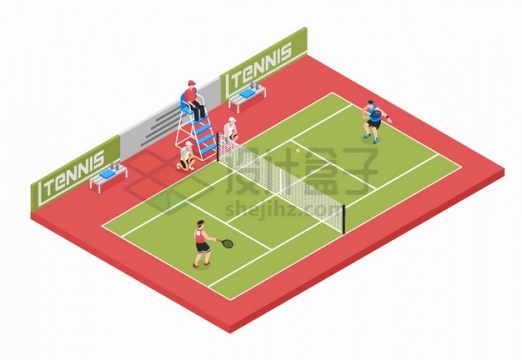 2.5D风格网球运动场体育馆png图片素材