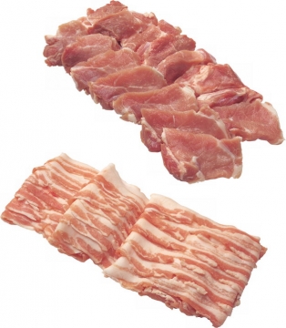 肥瘦相间的五花肉猪肉卷和猪肉片312033png图片素材