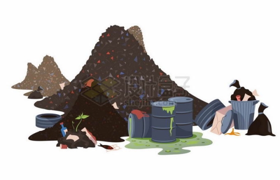 露天垃圾场中堆积如山的废物垃圾5322009矢量图片免抠素材
