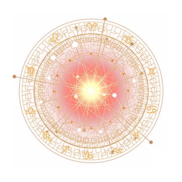 金色发光效果星盘占星术命运之轮图案8105515免抠图片素材