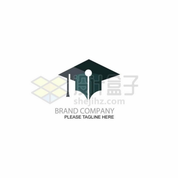 博士帽和钢笔笔头合二为一创意教育学校培训机构logo标志设计6648163矢量图片免抠素材