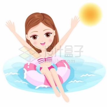 夏天卡通泳装美女在水上玩耍5045784矢量图片免抠素材