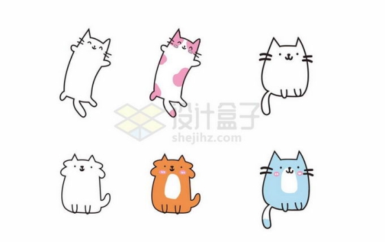 6款超可爱的卡通猫咪儿童画插画4640255矢量图片免抠素材