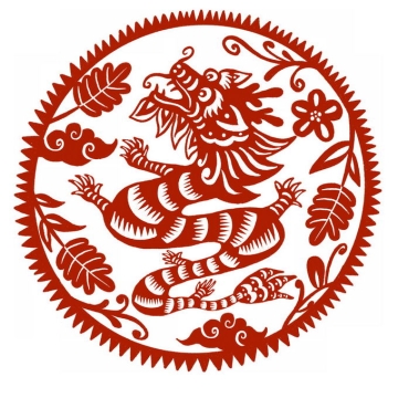 龙年中国龙图案新年春节红色剪纸2443139免抠图片素材