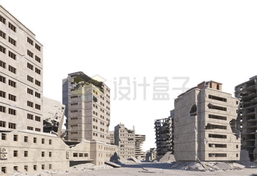 战争地震后破损严重街道和城市建筑废墟6991554PSD免抠图片素材