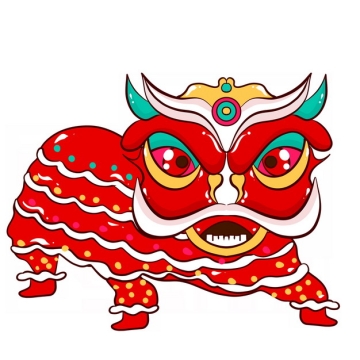 新年春节节日活动上的红色卡通舞狮子2619902png图片免抠素材
