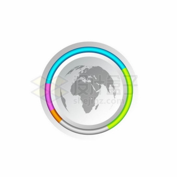 彩色边框的地球图案按钮PPT按钮元素8271034矢量图片免抠素材免费下载