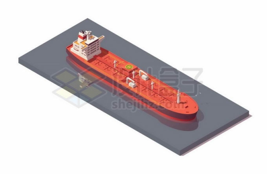 2.5D风格红色超级油轮海上石油运输船1118366矢量图片免抠素材