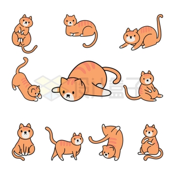 10款可爱的卡通橘猫肥猫小猫咪9880186矢量图片免抠素材