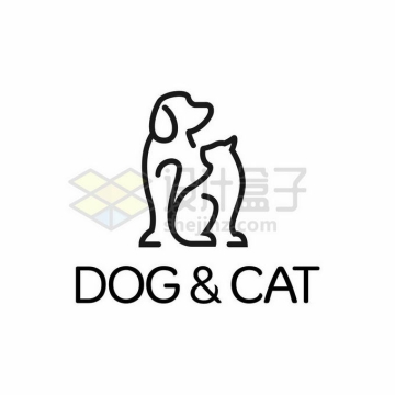 线条风格猫咪和狗狗创意宠物类logo标志设计7189876矢量图片免抠素材