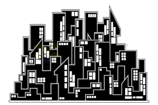 黑白色城市天际线地平线高楼大厦插画8818123矢量图片免抠素材