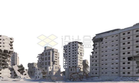 战争地震后被破坏的废弃城市建筑废墟8699864PSD免抠图片素材