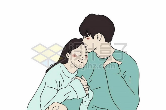 卡通女孩撒娇抱着男朋友的胳膊可爱情侣手绘插画8012525矢量图片免抠素材