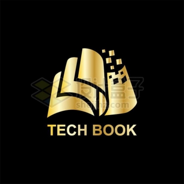 金色翻开的书本纸张创意文化教育类logo标志设计4691347矢量图片免抠素材