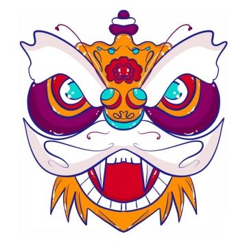 新年春节节日活动上的卡通舞狮子头部图案7153122png图片免抠素材