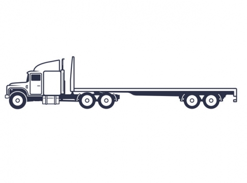 线条平板拖车大型卡车侧视图522315png图片素材