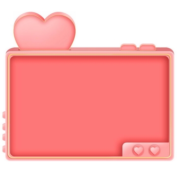C4D风格红心和情人节边框文本框4333609图片免抠素材