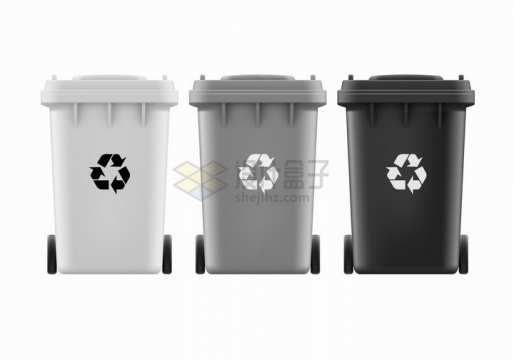 白色灰色黑色垃圾桶垃圾分类png图片素材