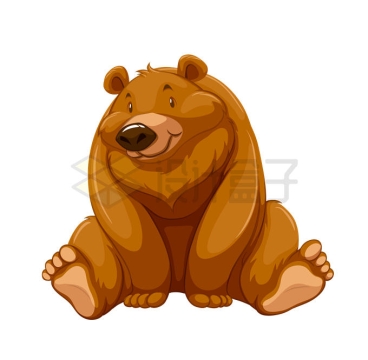 一只瘫坐在地上的卡通棕熊6794910矢量图片免抠素材