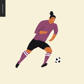 卡通风格正在踢足球的球员免扣图片素材