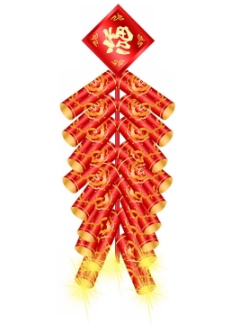 一串新年春节使用的红色金色鞭炮4368870图片免抠素材