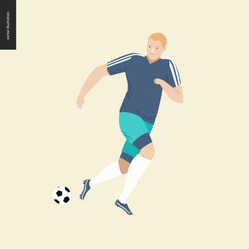 卡通风格正在踢足球的运动员免扣图片素材