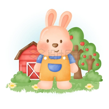 乡下农场里的卡通小兔子童话故事儿童插画5463111矢量图片免抠素材