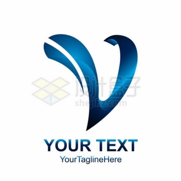 创意蓝色大写字母V标志logo设计1603762矢量图片免抠素材