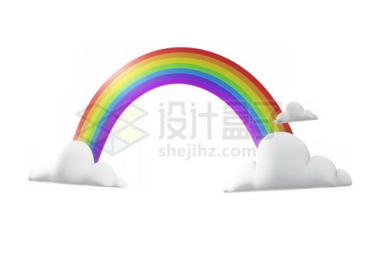 白云之间的七彩虹3D模型4729880PSD免抠图片素材