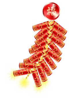 一串新年春节使用的红色金色鞭炮5440169图片免抠素材