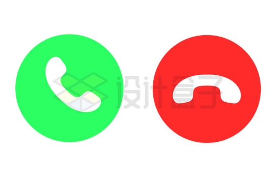 绿色拨打电话和红色挂断电话按钮5342599矢量图片免抠素材