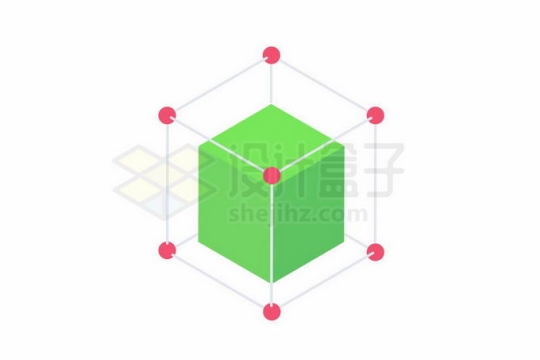 绿色立方体和四周的圆点象征了化合物的分子1351494矢量图片免抠素材